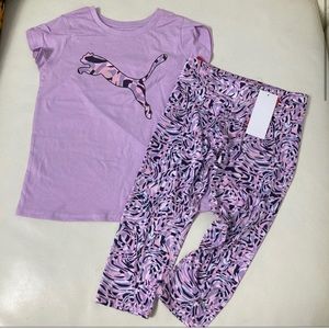 Puma cute purple leopard legging top set 4012